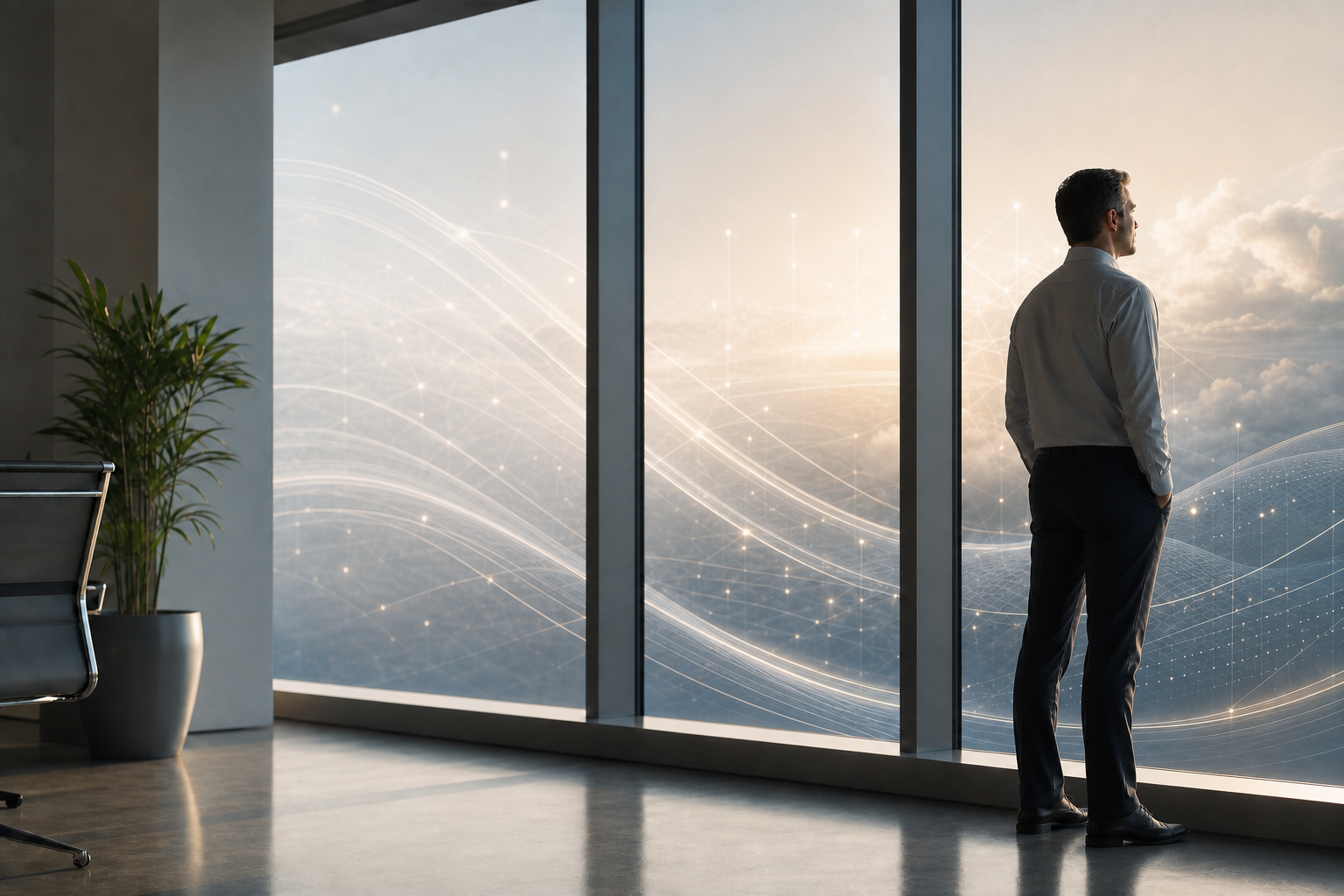 Futuristic Window View of a Person Observing Innovation-2
